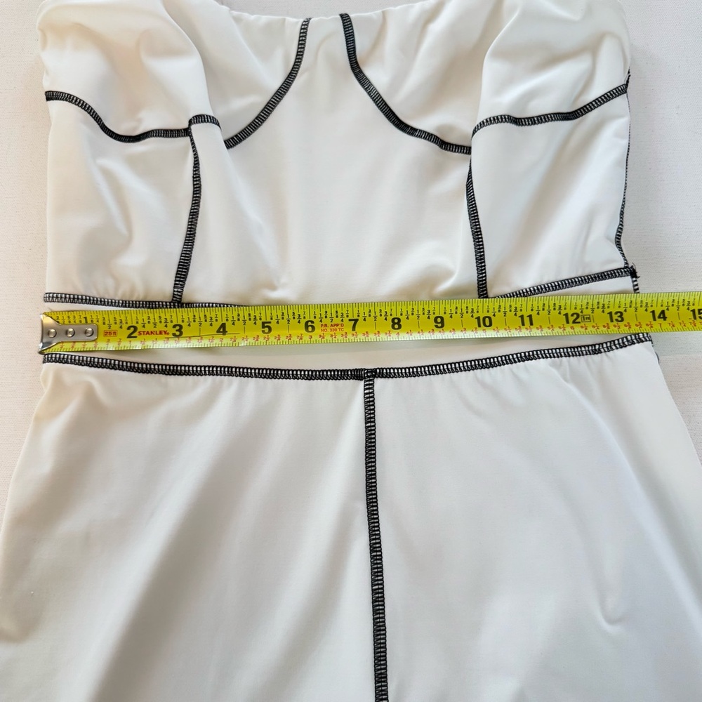 WeWoreWhat Corset Bodysuit Women’s Large Romper White W/Black Contrast Stitch - Picture 13 of 14